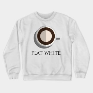 Flat white hot coffee in top view flat design illustration Crewneck Sweatshirt